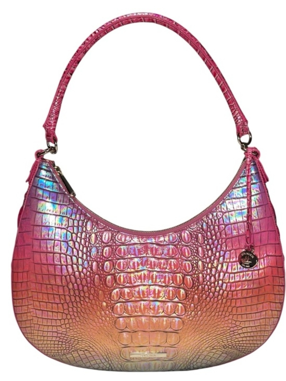 🌈▪️Brahmin ▪️Bekka Horizon Ombre Melbourne Iridescent Croc Shoulder Bag - Picture 1 of 14
